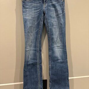 Miss Me Jeans Size 29 Boot Cut JP5703UR Style Blue Gems Pockets Low Rise